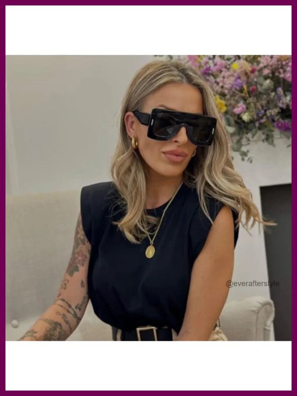 Oversized Flat Top Shield Sunglasses UV Protection Unisex Fashion